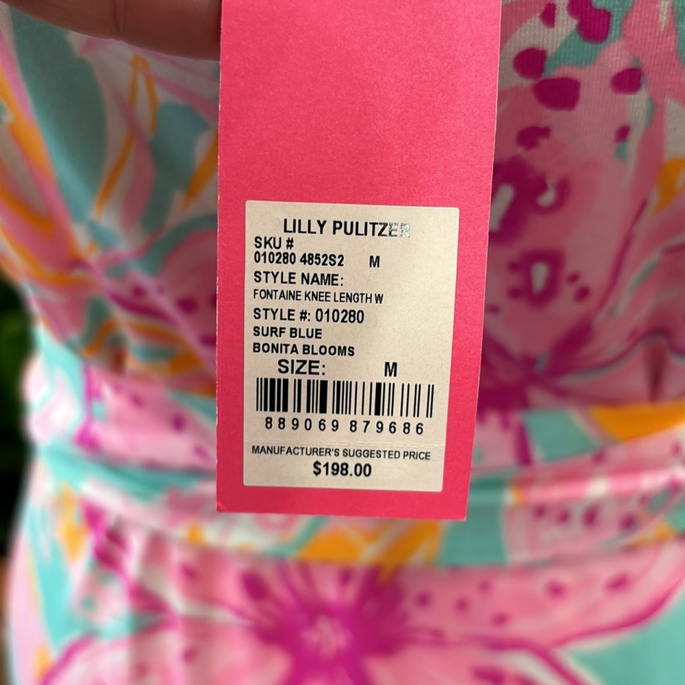 Lilly Pulitzer Fontaine Wrap Dress. Surf Blue Bonita Blooms Size Medium NWT - Picture 8 of 9